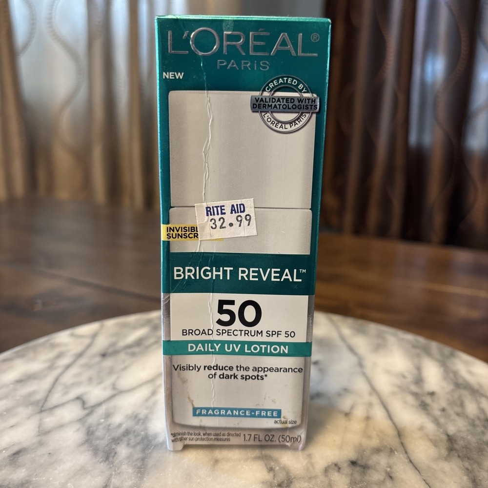 L'oreal Bright Reveal SPF50 UV Lotion Fragrance-Free,‎ 1pcs, (1.7fl.oz/50ml) NIB
